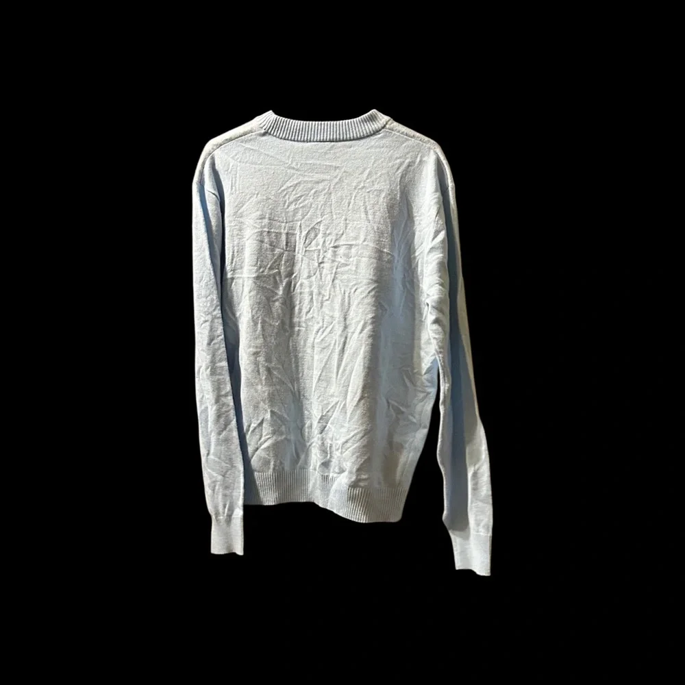 Men's Holiday Crewneck Sweater - Light Blue with Red Design - Picture 2 of 3